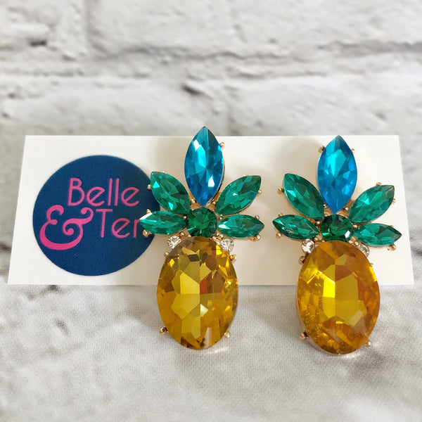 Rhinestone Pineapple Earrings