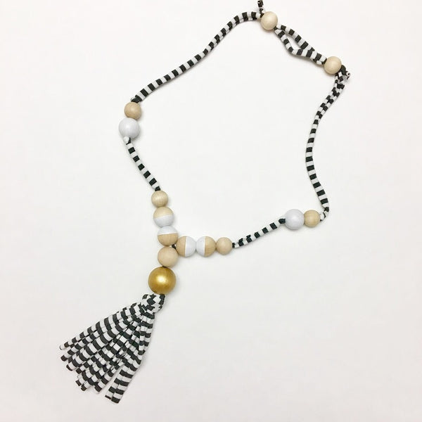 Striped Jersey Tassel Necklace