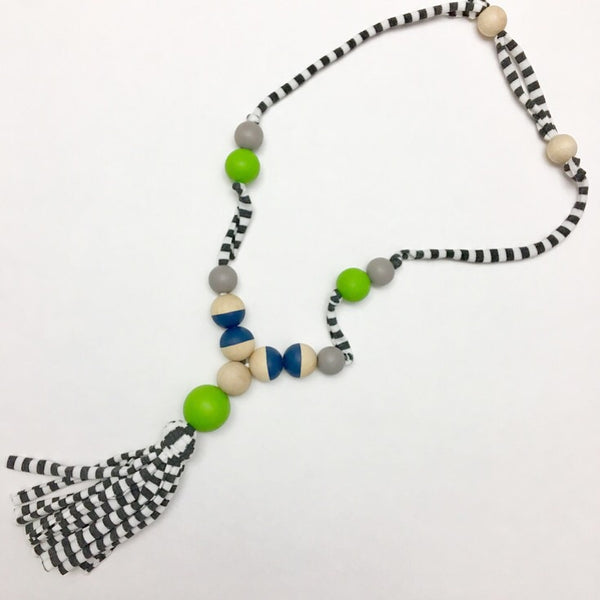 Striped Jersey Tassel Necklace