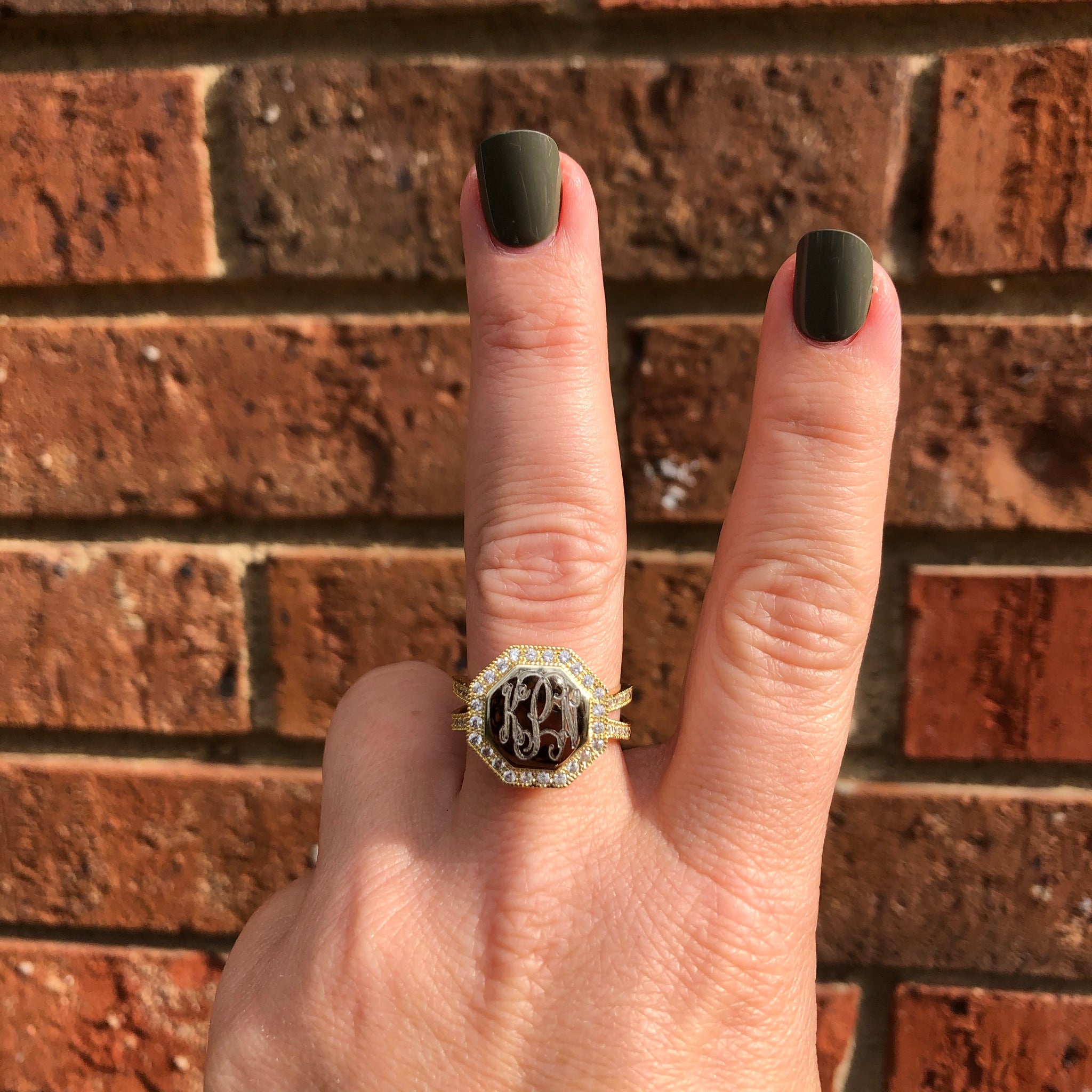 Monogrammed Octagon Ring