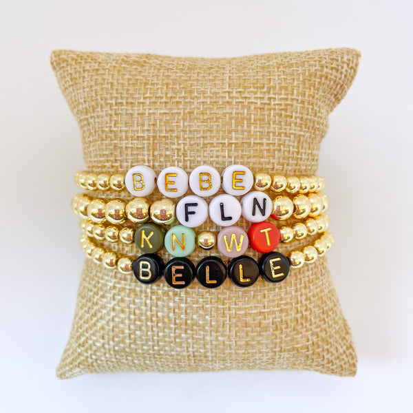 Personalized Gold Bead Bracelet