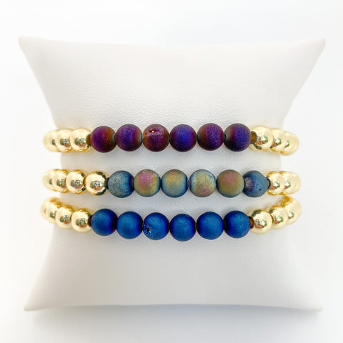 Druzy POP Gold Bead Bracelet