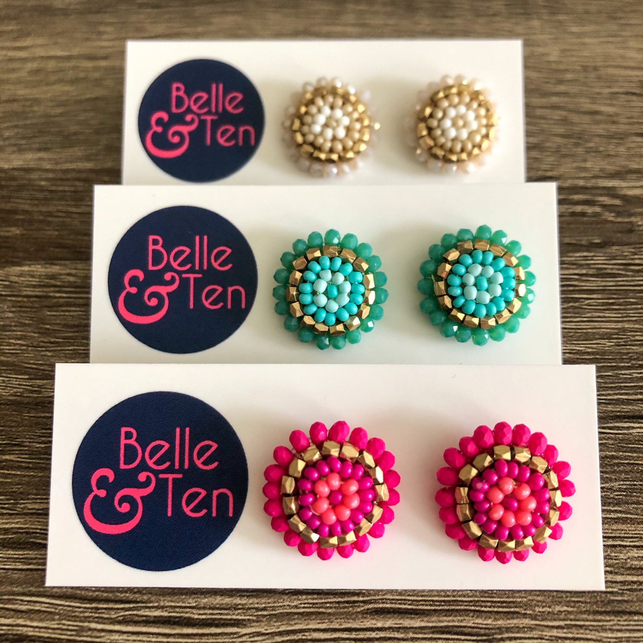 Hand Beaded Stud Earrings