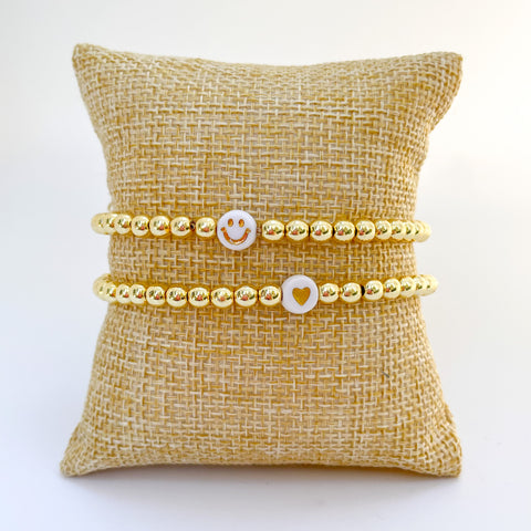 Smiley Gold Bead Bracelet