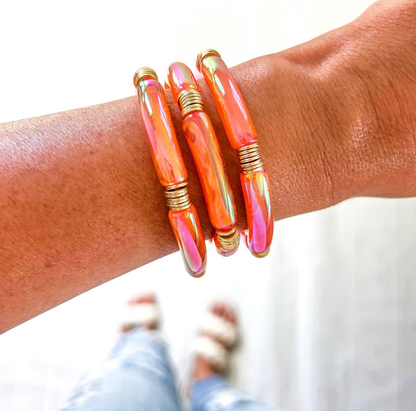 Iridescent Metallic Tube Bracelet