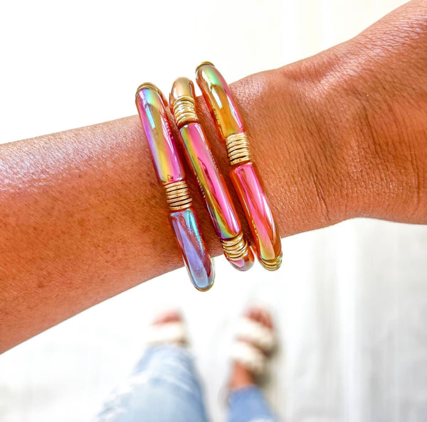 Iridescent Metallic Tube Bracelet