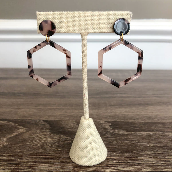 Tortoiseshell Hexagon Earrings