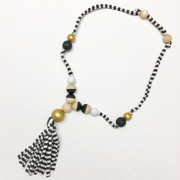 Striped Jersey Tassel Necklace