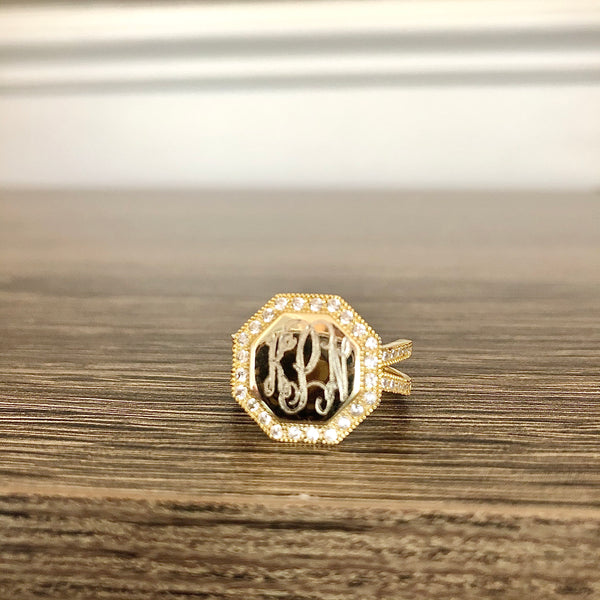 Monogrammed Octagon Ring