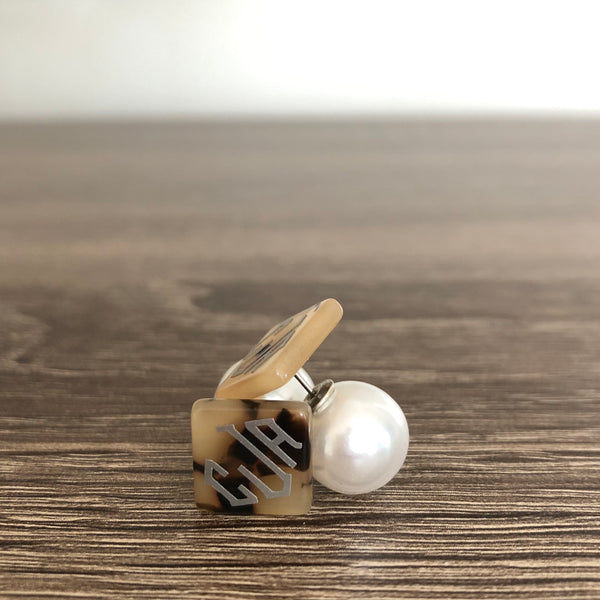 Tortoiseshell and Pearl Peek-A-Boo Earrings