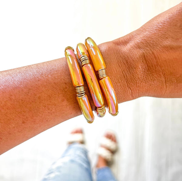 Iridescent Metallic Tube Bracelet