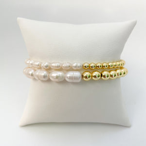 Poppy Pearl Gold Bead Bracelet