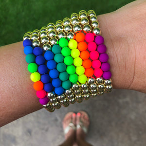 Neon POP Gold Bead Bracelet