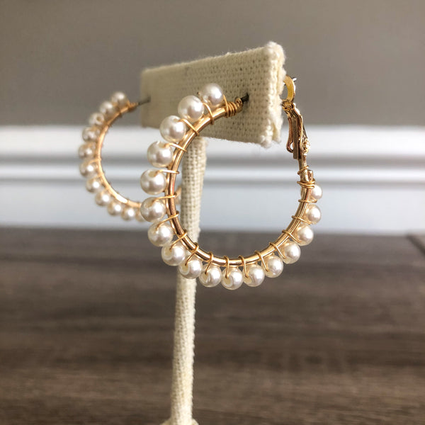 Pearl Hoop Earrings