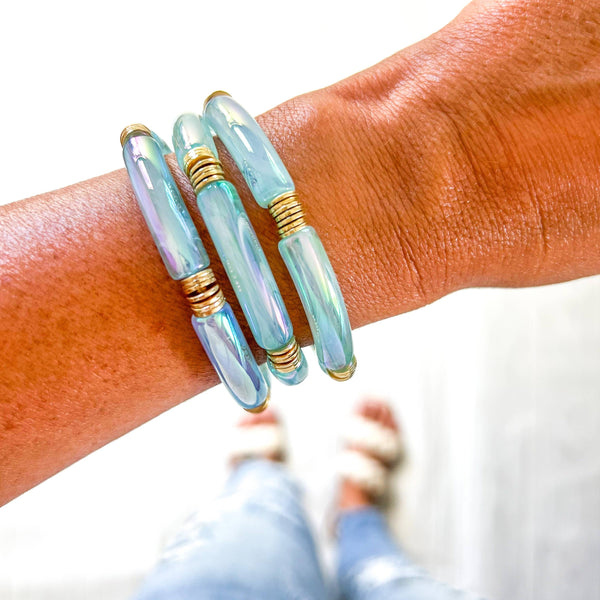 Iridescent Metallic Tube Bracelet