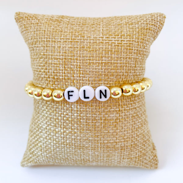 Personalized Gold Bead Bracelet