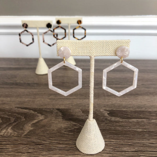 Tortoiseshell Hexagon Earrings