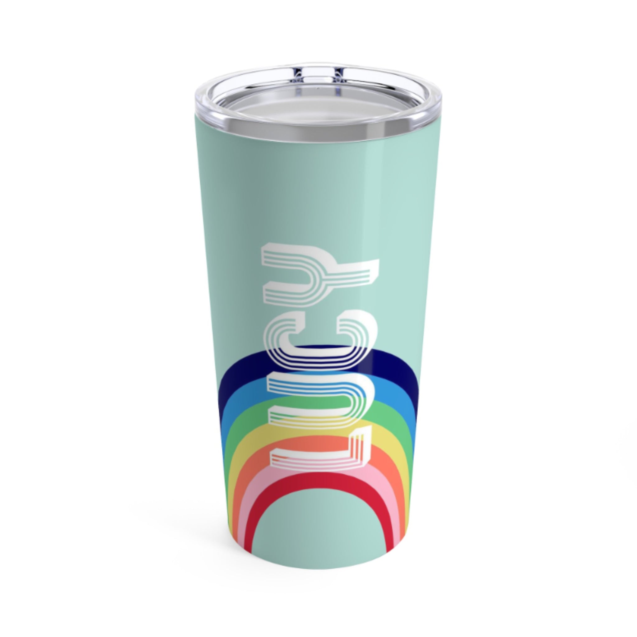 Large personalized rainbow stainless steel tumbler from Belle & Ten